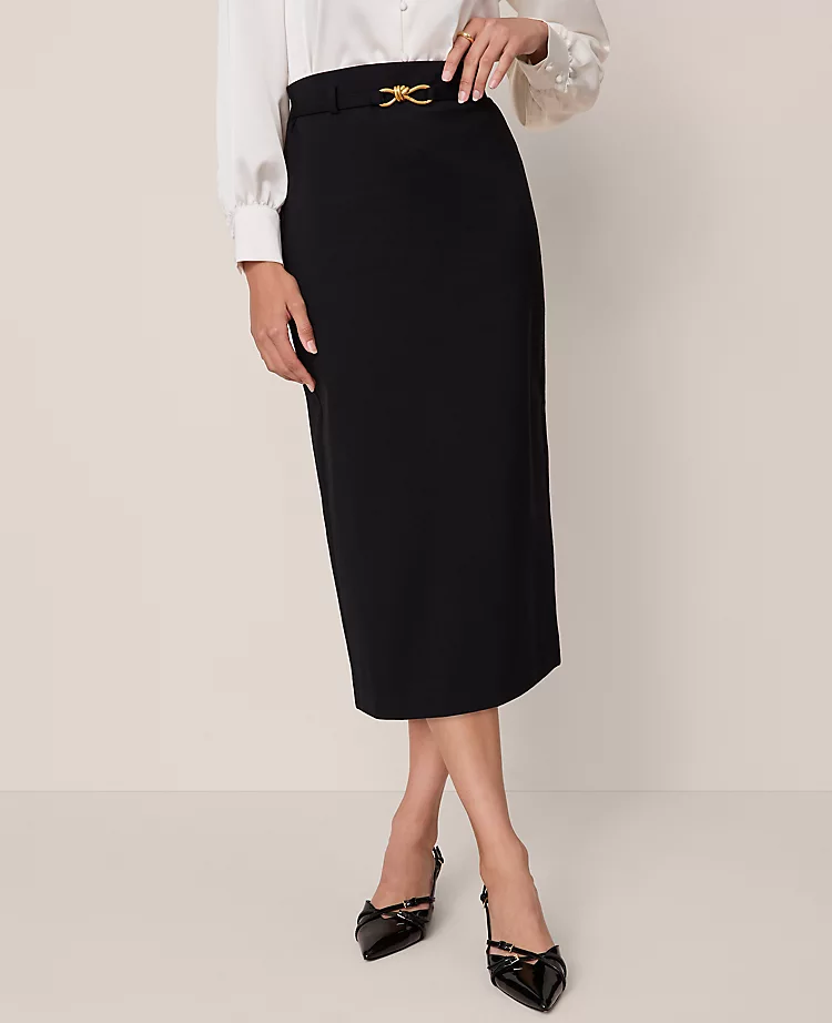Belted Pencil Skirt In Ponte Black 2 Belted Pencil Skirt In Ponte Black - Image 2
