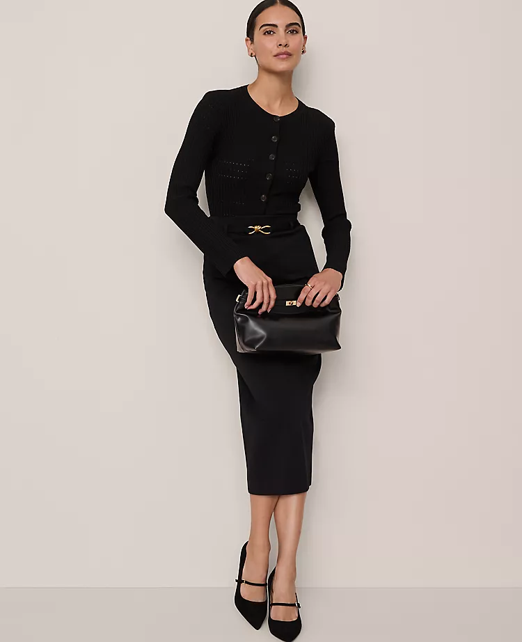 Belted Pencil Skirt In Ponte Black 4 Belted Pencil Skirt In Ponte Black - Image 4