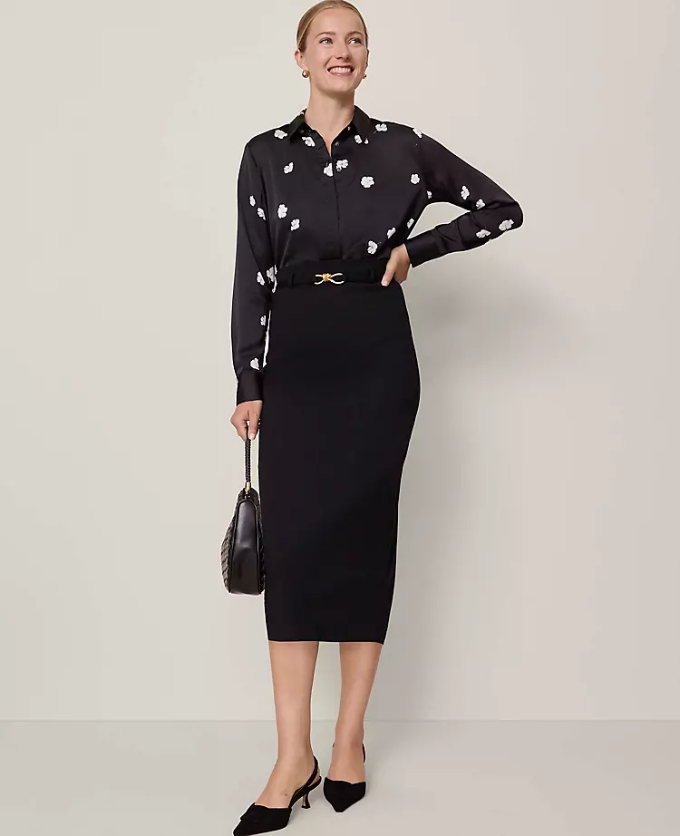 Belted Pencil Skirt In Ponte Black 5 Belted Pencil Skirt In Ponte Black - Image 5