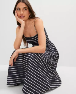 Ann Taylor Petite Weekend Collection Striped Flare Dress -Ann Taylor Store 853116 520046 ALT2