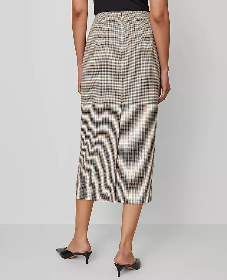 Plaid Knee-Length Pencil Skirt in Copper and Cream Multi 3 Plaid Knee-Length Pencil Skirt in Copper and Cream Multi - Image 3