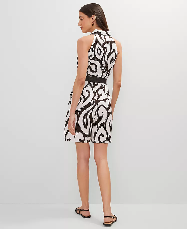 Petite Sleeveless Ikat Belted Romper in Black 2 Petite Sleeveless Ikat Belted Romper in Black - Image 2