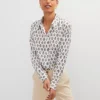Petite Winter White Floral Satin Essential Long Sleeve Shirt