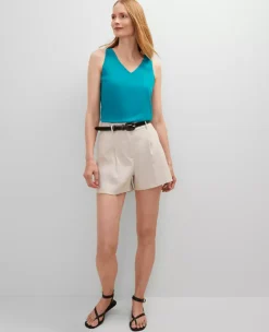 Petite V-Neck Shell Top in Aegean Teal - Sleeveless Layering Blouse -Ann Taylor Store 853134 9829 ALT3
