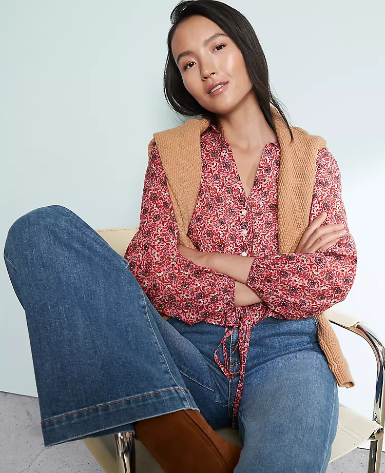 Petite Weekend Collection Floral Tie Waist Popover French Pink Clay 1 Petite Weekend Collection Floral Tie Waist Popover French Pink Clay