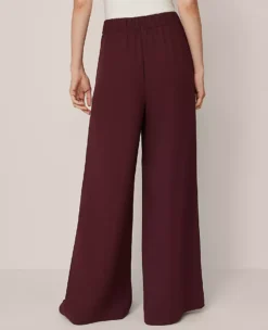 Wide-Leg High-Waist Crepe Trousers in Poised Plum 5 Wide-Leg High-Waist Crepe Trousers in Poised Plum -Ann Taylor Store 853334 9536 ALT2
