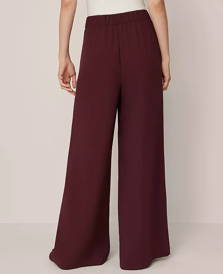 Wide-Leg High-Waist Crepe Trousers in Poised Plum 3 Wide-Leg High-Waist Crepe Trousers in Poised Plum - Image 3