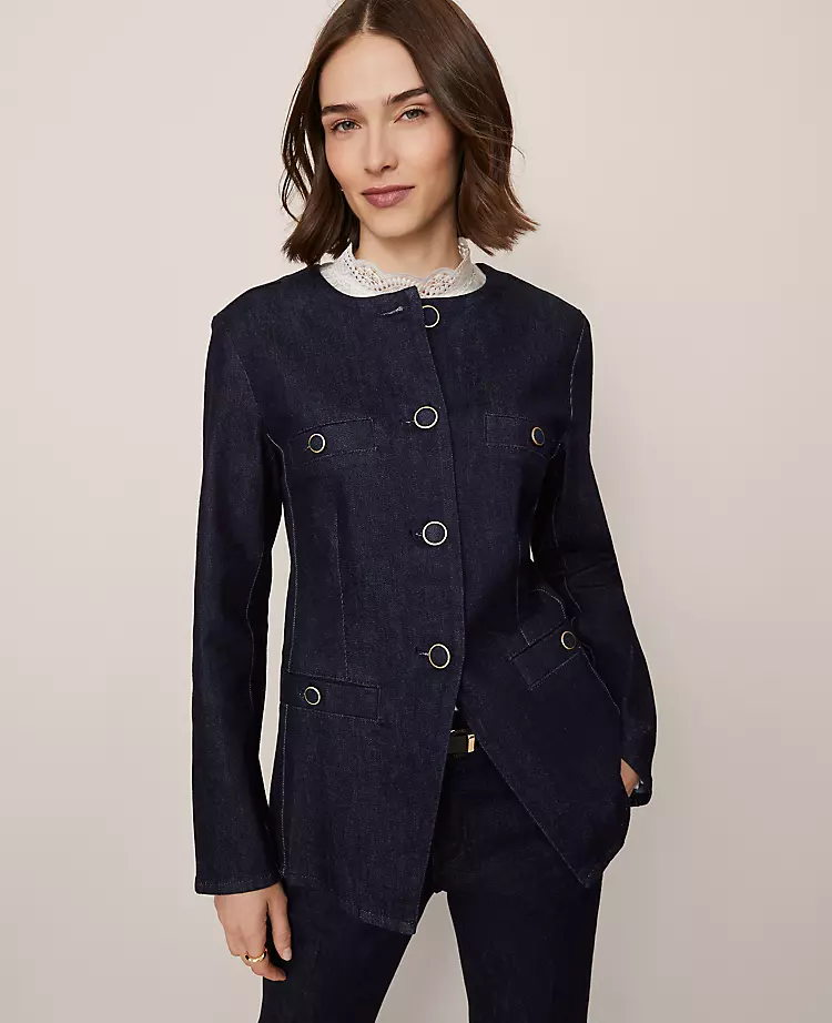 Denim Split Hem Jacket Classic Rinse Wash 2 Denim Split Hem Jacket Classic Rinse Wash - Image 2