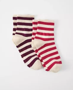 Ann Taylor Weekend Striped Ankle Sock Set in Strawberry Shortcake (2-Pack)