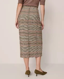 Plaid Column Midi Skirt in Pure Chocolate - Professional Trouser Styling -Ann Taylor Store 853352 522811 ALT2