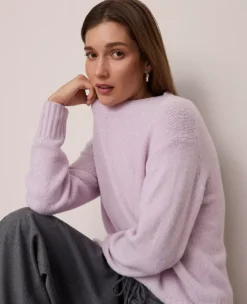 Ann Taylor Petite Weekend Collection Cozy Crew Neck Sweater - Lavender Frost -Ann Taylor Store 853415 8409 ALT2