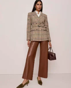 Women's Plaid Belted Blazer - Tailored Structured Fit in Pure Chocolate 13 Women's Plaid Belted Blazer - Tailored Structured Fit in Pure Chocolate -Ann Taylor Store 853456 522811 ALT5