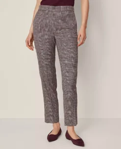 Petite High Rise Tapered Ankle Pant in Black & Brown Plaid -Ann Taylor Store 853469 019339 ALT1