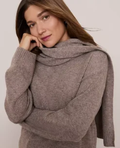 Ann Taylor Petite Weekend Scarf Sweater - Cardamom Heather