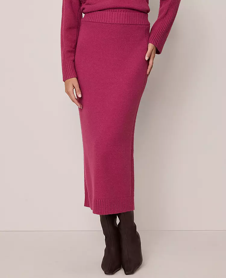 Ann Taylor Petite Weekend Ribbed Sweater Skirt - Strawberry Shortcake 2 Ann Taylor Petite Weekend Ribbed Sweater Skirt - Strawberry Shortcake - Image 2