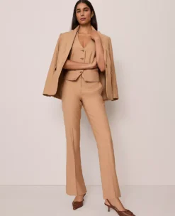 Women's Petite Straight Leg Tailored Dress Pants - Sesame