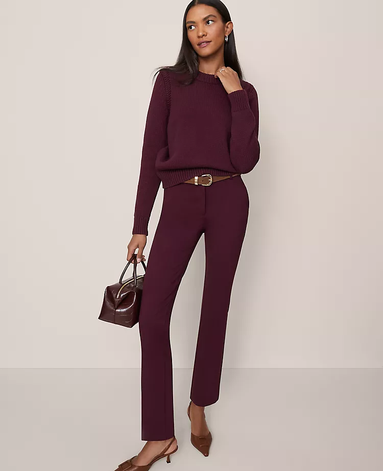 Tailored Petite Straight Leg Ponte Pants in Poised Plum 4 Tailored Petite Straight Leg Ponte Pants in Poised Plum - Image 4