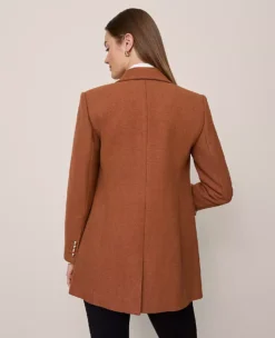 Petite Spiced Cider Double Breasted Coat - Elegant Thigh-Length Fit -Ann Taylor Store 853532 019791 ALT1