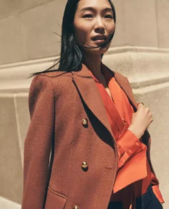 Petite Spiced Cider Double Breasted Coat - Elegant Thigh-Length Fit