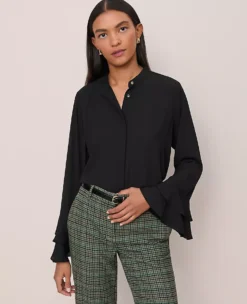 Petite Black Bell Sleeve Blouse - Elegant Long Sleeve Relaxed Fit Top 5 Petite Black Bell Sleeve Blouse - Elegant Long Sleeve Relaxed Fit Top -Ann Taylor Store 853584 2222 ALT2