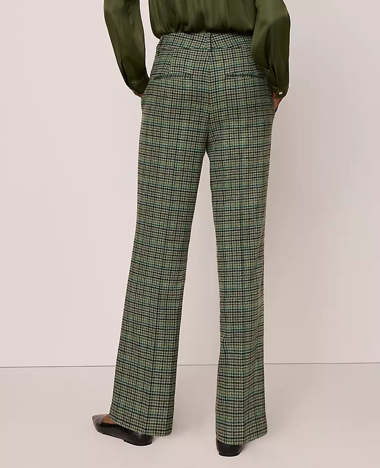 Petite Houndstooth Flared Trousers in Muted Moss - The Jayne Pant 3 Petite Houndstooth Flared Trousers in Muted Moss - The Jayne Pant - Image 3
