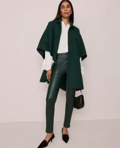 The Seamed Button Legging In Faux Leather Pine Grove