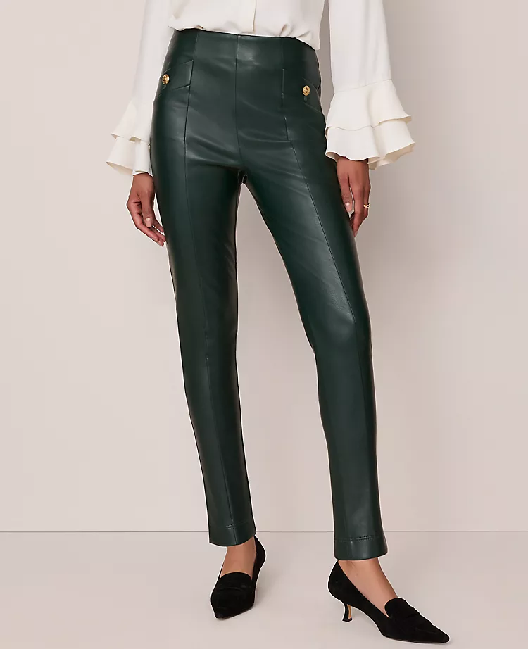 The Seamed Button Legging In Faux Leather Pine Grove 2 The Seamed Button Legging In Faux Leather Pine Grove - Image 2