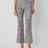 Petite Gingham Flare Pants - Curvy Fit High Waisted Ankle Trousers