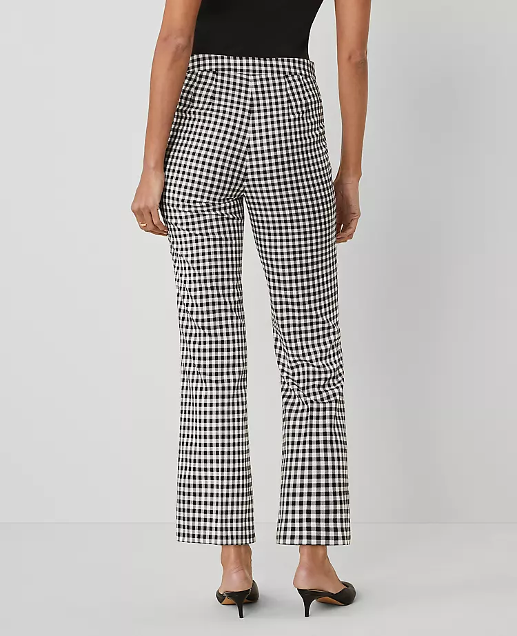 Petite Gingham Flare Pants - Curvy Fit High Waisted Ankle Trousers 2 Petite Gingham Flare Pants - Curvy Fit High Waisted Ankle Trousers - Image 2