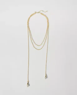 Triple Strand Pearlized Necklace in Polished Gold Tone