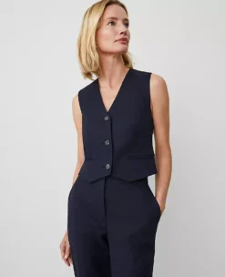 Petite Tailored Stretch Cotton Vest - Sleek Professional Office Waistcoat