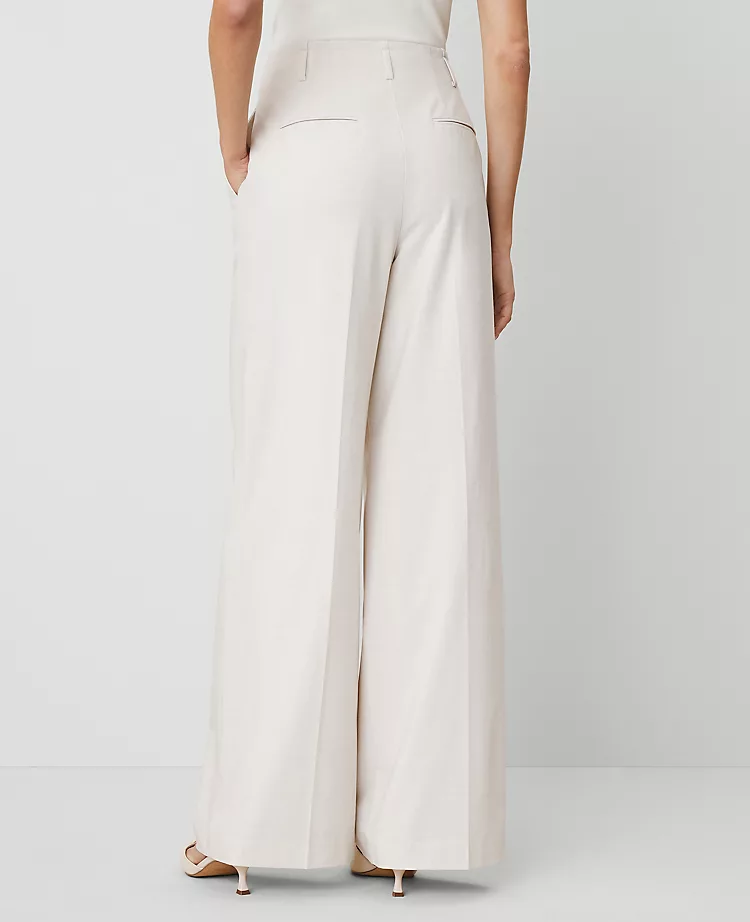 High Waisted Wide Leg Tan Textured Trousers - Professional Fit 3 High Waisted Wide Leg Tan Textured Trousers - Professional Fit - Image 3