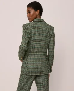 Houndstooth Wool Blend Blazer - Muted Moss Green Tailored Jacket 6 Houndstooth Wool Blend Blazer - Muted Moss Green Tailored Jacket -Ann Taylor Store 856961 522701 ALT1