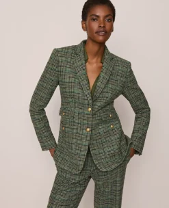 Houndstooth Wool Blend Blazer - Muted Moss Green Tailored Jacket 7 Houndstooth Wool Blend Blazer - Muted Moss Green Tailored Jacket -Ann Taylor Store 856961 522701 ALT2