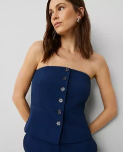 The Strapless Vest In Fluid Crepe Pure Sapphire 9 The Strapless Vest In Fluid Crepe Pure Sapphire -Ann Taylor Store 856973 8818 ALT2