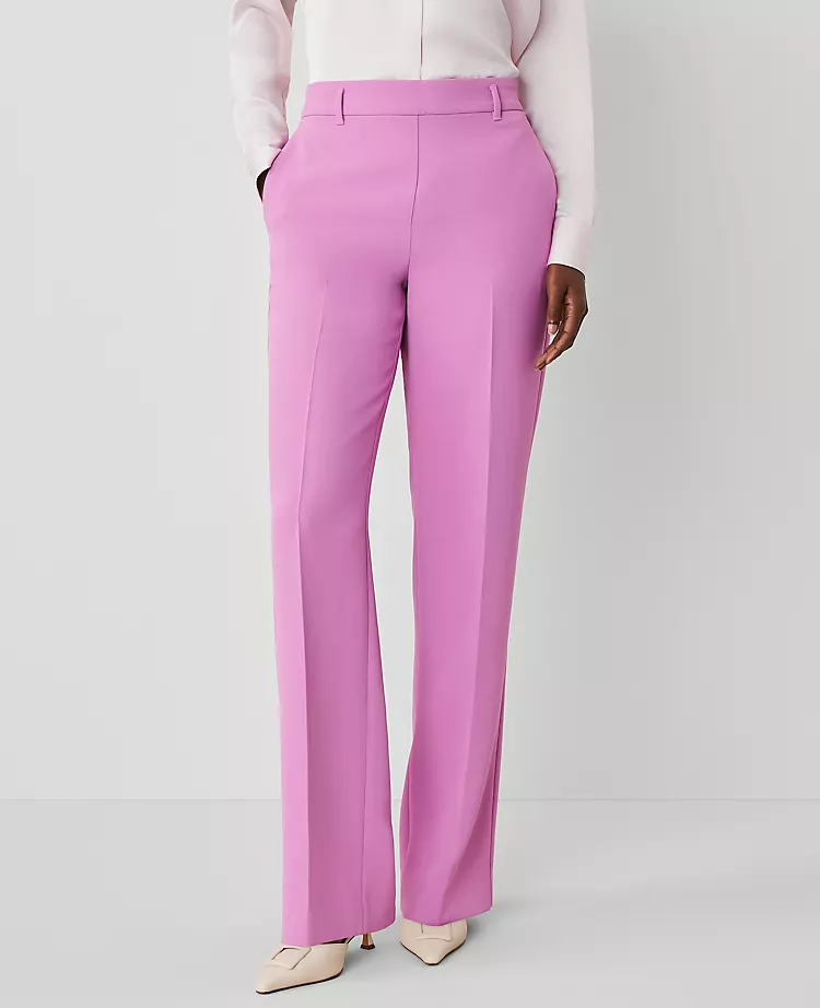 Petite High-Rise Straight Leg Fluid Crepe Pants - Orchid Glow 2 Petite High-Rise Straight Leg Fluid Crepe Pants - Orchid Glow - Image 2