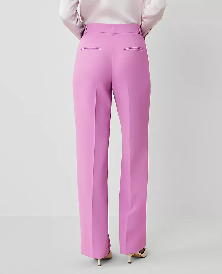 Petite High-Rise Straight Leg Fluid Crepe Pants - Orchid Glow 3 Petite High-Rise Straight Leg Fluid Crepe Pants - Orchid Glow - Image 3