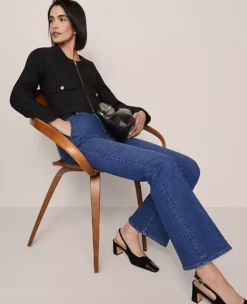 Timeless Black Tweed Cropped Jacket - Tailored Fit Scoop Neck Blazer -Ann Taylor Store 856978 2222 ALT2