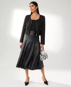 Timeless Black Tweed Cropped Jacket - Tailored Fit Scoop Neck Blazer -Ann Taylor Store 856978 2222 MKTG2