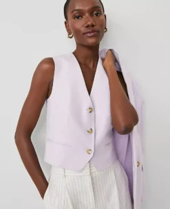 Petite Tailored Vest - Orchid Hush Women's V-Neck Office Waistcoat -Ann Taylor Store 857003 8952 ALT2