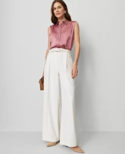 The Modern Wide-Leg Trouser Winter White -Ann Taylor Store 857013 9192 ALT4
