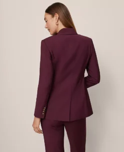 Long Double Breasted Tailored Blazer - Slim Fit in Poised Plum 8 Long Double Breasted Tailored Blazer - Slim Fit in Poised Plum -Ann Taylor Store 857017 9536 ALT1