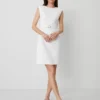 Elegant Petite Belted Shift Dress in Breathable Linen Blend