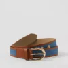 Women's Dark Denim Grommet Belt with Adjustable Buckle