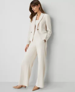 Petite One-Button Fluid Crepe Blazer in Ivory Whisper -Ann Taylor Store 857064 9007 ALT2