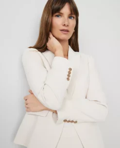 Petite One-Button Fluid Crepe Blazer in Ivory Whisper -Ann Taylor Store 857064 9007 ALT3