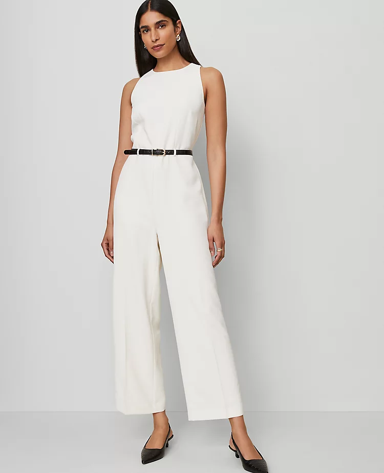 Belted Halter Jumpsuit Winter White 2 Belted Halter Jumpsuit Winter White - Image 2