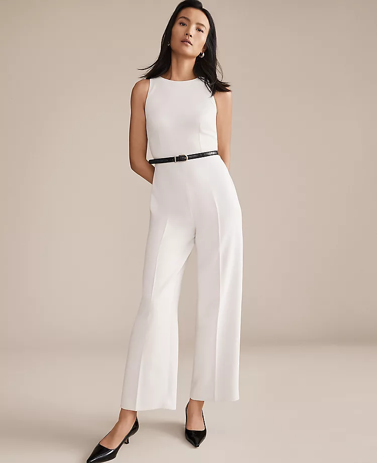 Belted Halter Jumpsuit Winter White 1 Belted Halter Jumpsuit Winter White