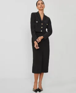 The Column Maxi Skirt In Fluid Crepe Black