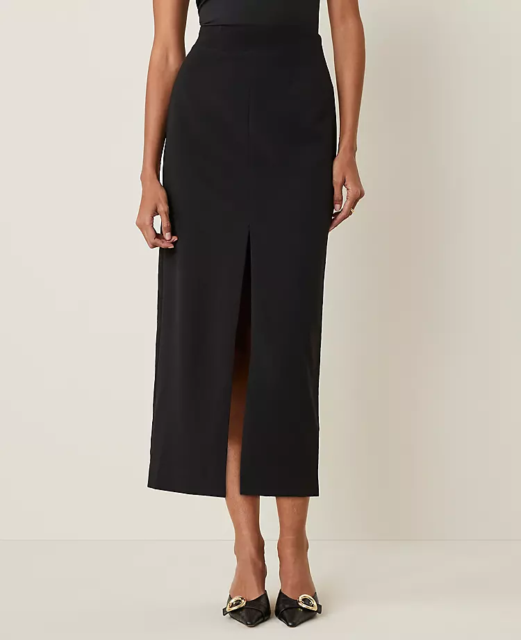 The Column Maxi Skirt In Fluid Crepe Black 2 The Column Maxi Skirt In Fluid Crepe Black - Image 2